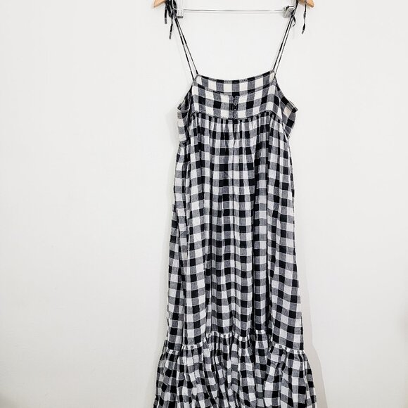 THE GREAT. The Dainty Dress in Black White Gingham 3 Large - Picture 6 of 10